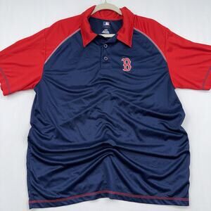 Boston Red Sox Mens Large Polo Shirt Active Athletic MLB Sports Baseball Logo